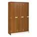 72" H Three-Wide Single-Tier Lockers - Shown in Medium Oak w/ doors closed
